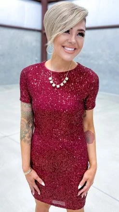 The ZigZag Stripe Wine Power Pose Dress DRESSES