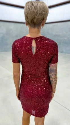 The ZigZag Stripe Wine Power Pose Dress DRESSES