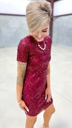 The ZigZag Stripe Wine Power Pose Dress DRESSES