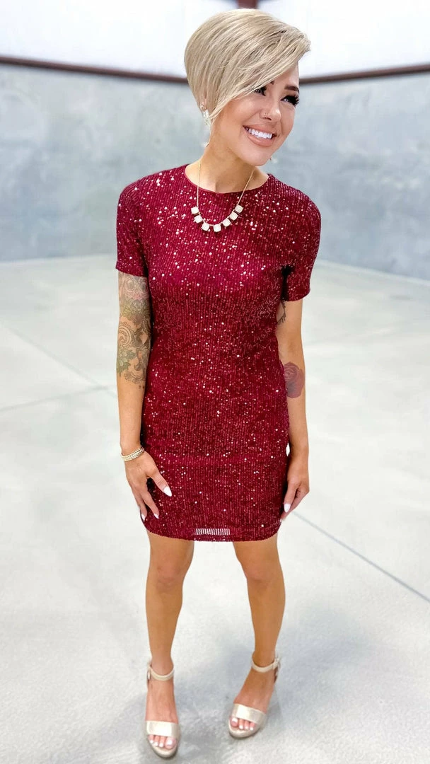 The ZigZag Stripe Wine Power Pose Dress DRESSES