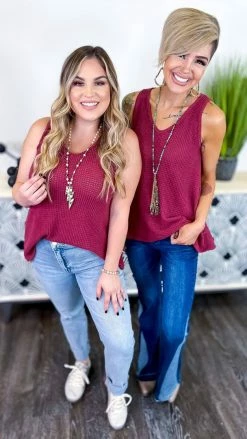 The ZigZag Stripe Wine Style Leader Tank TOPS & TUNICS