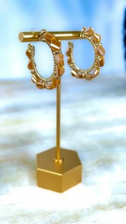 Southern Grace ACCESSORIES Yellow Beading Around Hoop Earrings