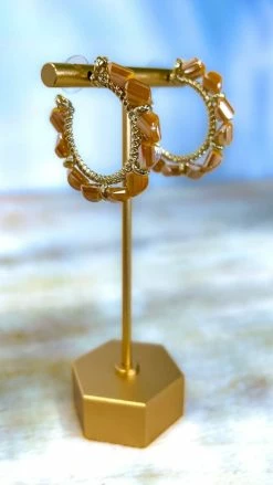 Southern Grace ACCESSORIES Yellow Beading Around Hoop Earrings