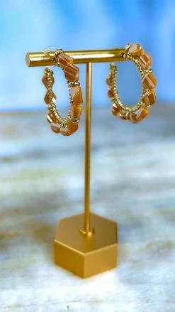 Southern Grace ACCESSORIES Yellow Beading Around Hoop Earrings
