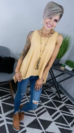 The ZigZag Stripe TOPS & TUNICS Yellow Concert Vibes Tank