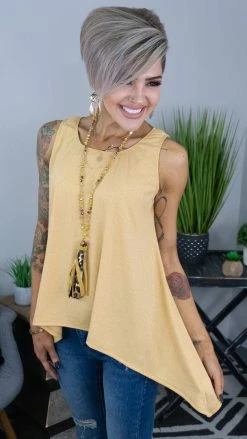 The ZigZag Stripe TOPS & TUNICS Yellow Concert Vibes Tank