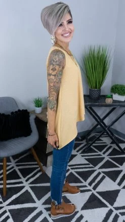 The ZigZag Stripe TOPS & TUNICS Yellow Concert Vibes Tank