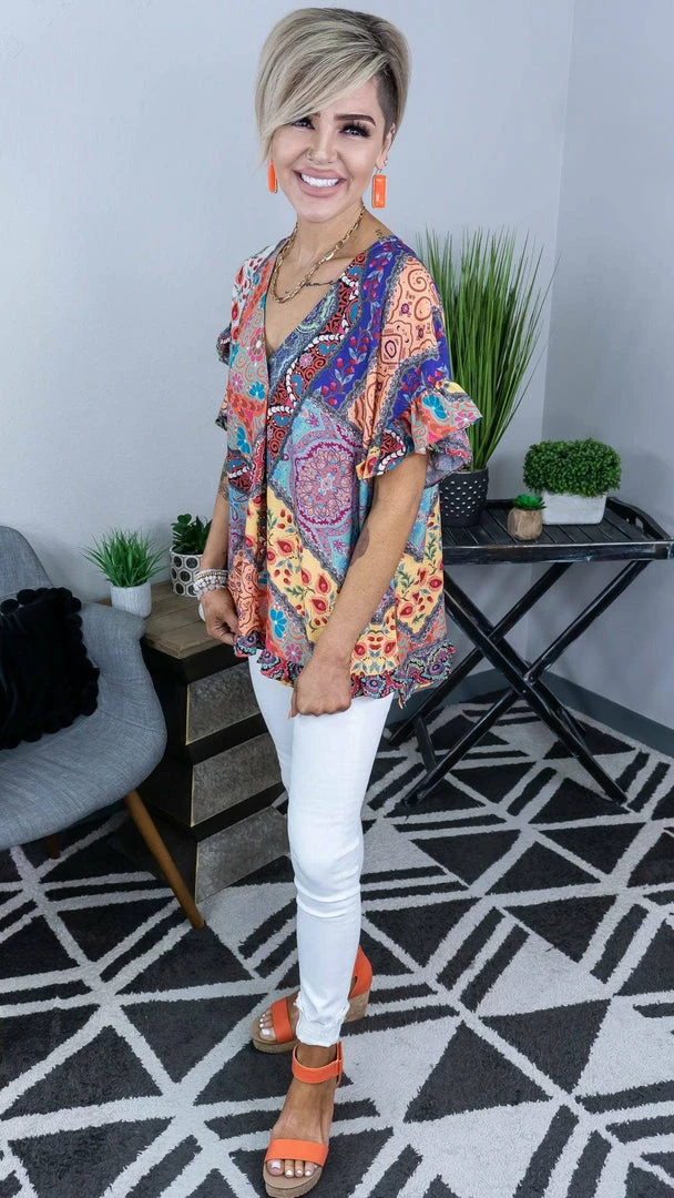 Umgee Yellow Hold Their Gaze Top TOPS & TUNICS