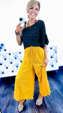 The ZigZag Stripe Yellow Lush Embrace Pants BOTTOMS