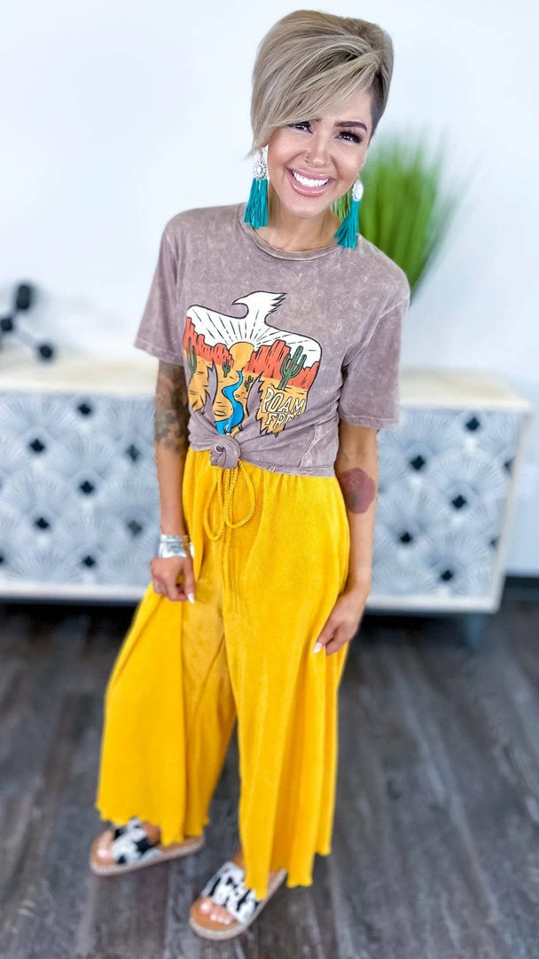 The ZigZag Stripe Yellow Lush Embrace Pants BOTTOMS