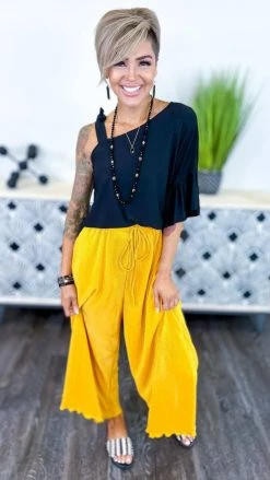 The ZigZag Stripe Yellow Lush Embrace Pants BOTTOMS