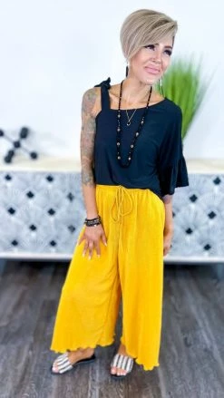 The ZigZag Stripe Yellow Lush Embrace Pants BOTTOMS