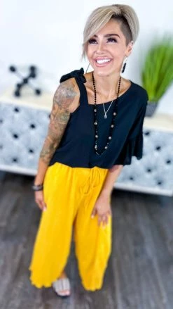 The ZigZag Stripe Yellow Lush Embrace Pants BOTTOMS