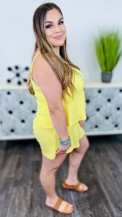 The ZigZag Stripe Yellow Natural Comfort Romper [NO RETURNS] JUMPSUITS & ROMPERS