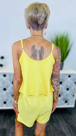 The ZigZag Stripe Yellow Natural Comfort Romper [NO RETURNS] JUMPSUITS & ROMPERS