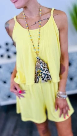 The ZigZag Stripe Yellow Natural Comfort Romper [NO RETURNS] JUMPSUITS & ROMPERS