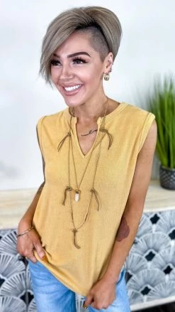 The ZigZag Stripe TOPS & TUNICS Yellow Right About You Tank [NO RETURNS]