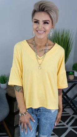 The ZigZag Stripe TOPS & TUNICS Yellow What Rules Top [NO RETURNS]